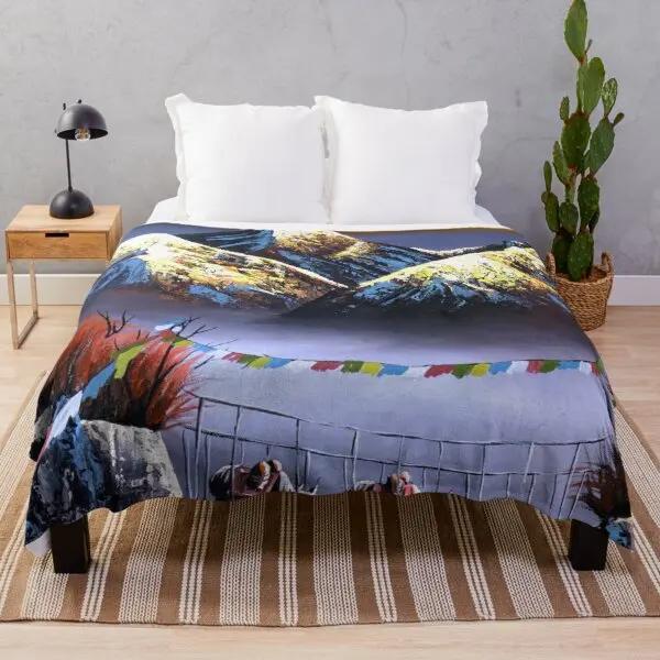 Scenery Flannel Throw Blanket Mountain Cloud Snow Beautiful Landscape Blanket For Boys Girls Gifts King Queen Size Lightweight