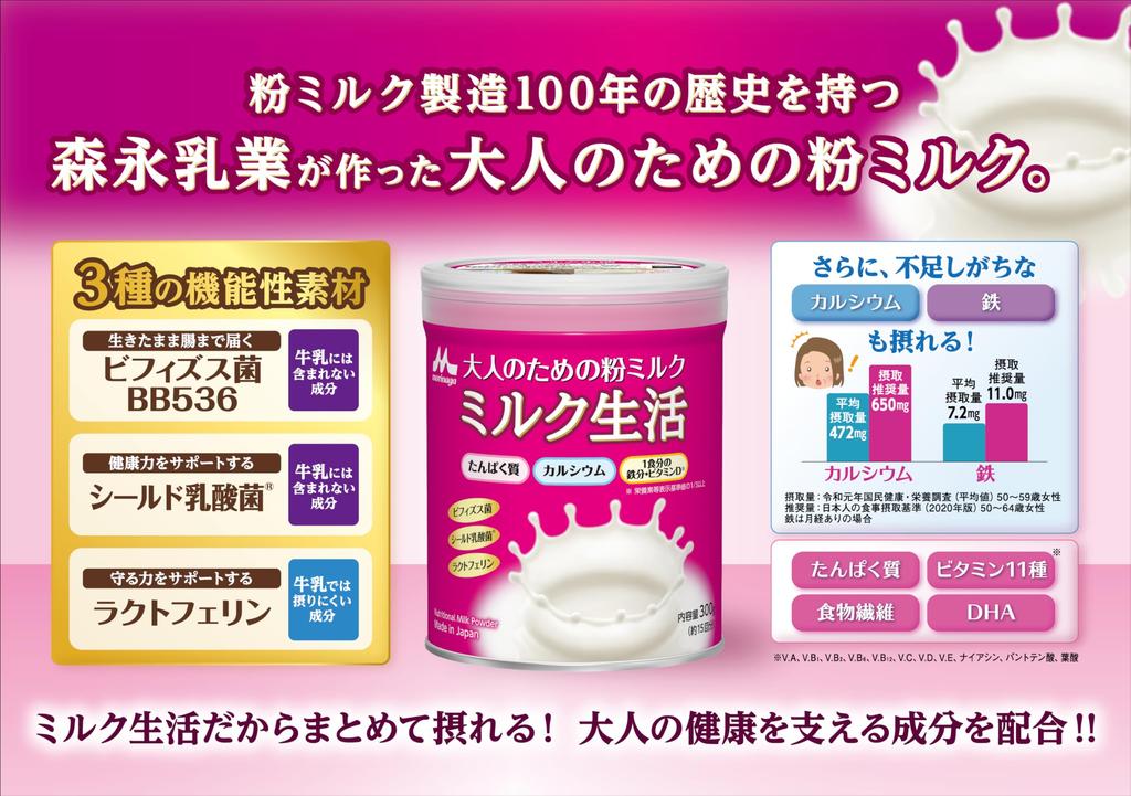Morinaga Milk Industry Milk Life Adult Powdered Milk 300g X 2 Cans Nutritional Supplement with 6 Key Ingredients