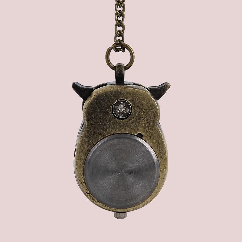 Nostalgic Antique Bronze Owl Pocket Watch with Fine Chain – Small Size (6104)