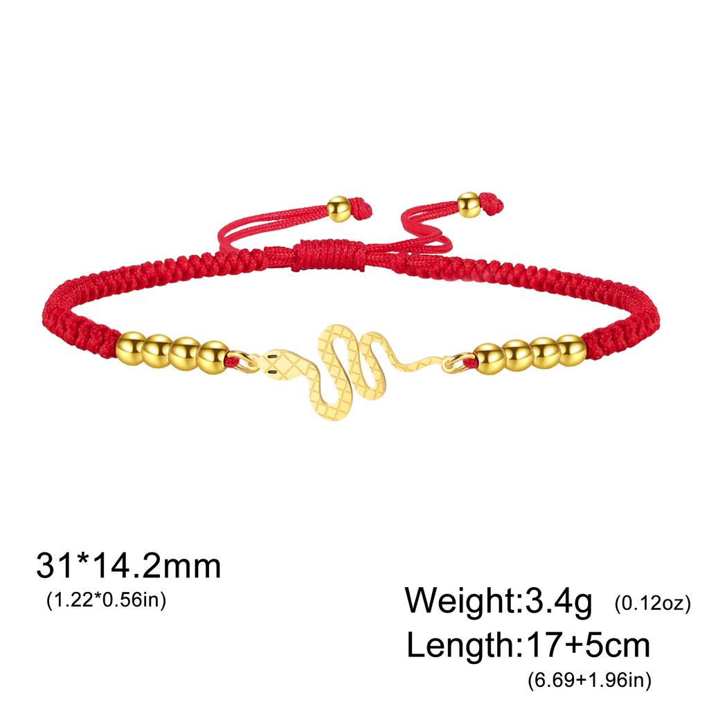 Lucktune Snake Charm Bracelet Stainless Steel Animal Shape Women's Hand Bracelet Adjustable Handmade Rope Jewelry Party Gift