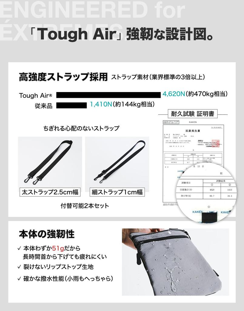 Passport Case Minimalism Easily Stores Airline Tickets Vertically Without 51g All Pockets RFID Escape from Theft Security Pouch Neck Wear [Tough Air]