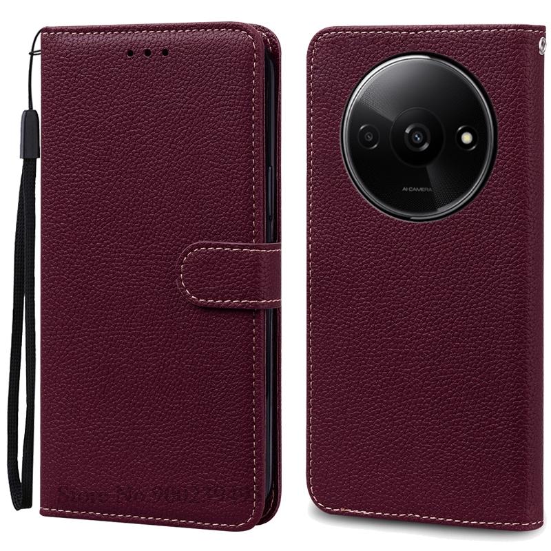 

Чехол RedmiA3Pro для Redmi A3 Pro, кожаный чехол-кошелек, флип-чехол для Xiaomi Redmi A3 Pro, чехол-книжка для Redmi A 3 Pro, чехол Redmi A3 Pro (2025) вино красного