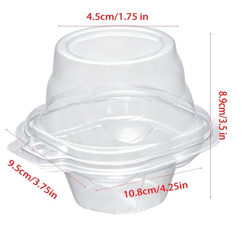 Individual Dessert Packages in Clear Plastic with Hinged Domed Covers and Fold-Over Fasteners for Takeout Display