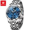 Luxury Chronograph Quartz Watch for Men Fashion Multifunctional Moon Phase Waterproof Luminous Date Business Men's Watches