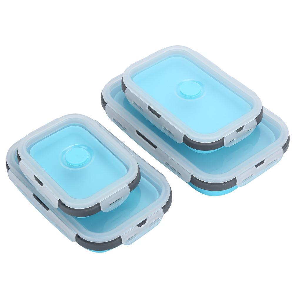 4 Stück Silikon faltbare Lunchbox stapelbares Design faltbare Snackschalen für Outdoor-Reisen