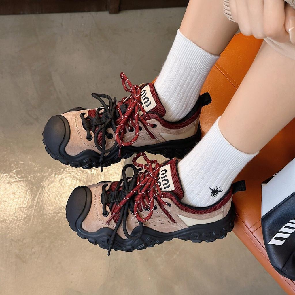 2025 autumn new anti-collision hiking shoes hiking casual shoes women's platform heightening sports outdoor ugly cute dad shoes