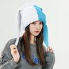 2Pcs 3D Long Rabbit Ears Beanie Hat, Women Bunny Knit Beanie Hat, Winter Warm Knit Rabbit Crochet Skull Hat, Patchwork Color ( Black & White, Blue &