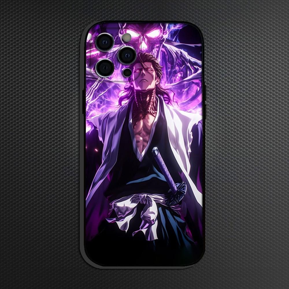 Anime B-Bleachs Aizen Sosuke Phone Case For iPhone 16,15,14,13,12,11 Plus,Pro Max,XS,X,XR,SE Soft Silicone Black Cover iPhone11