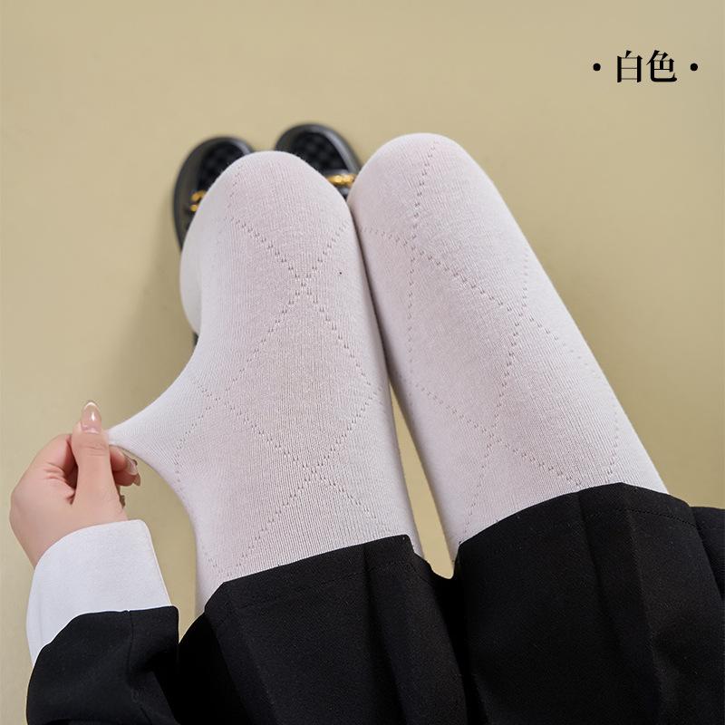 Combed cotton pantyhose women's gray tie slim rhombus babes wind thick autumn gray leggings