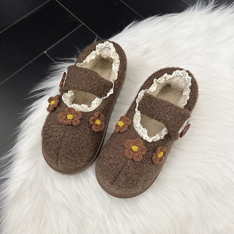 

2025 зима новые на плоской подошве легкие и удобные на одной липучке с круглым носком модные универсальные легкие хлопковые туфли 40/41 коричневый