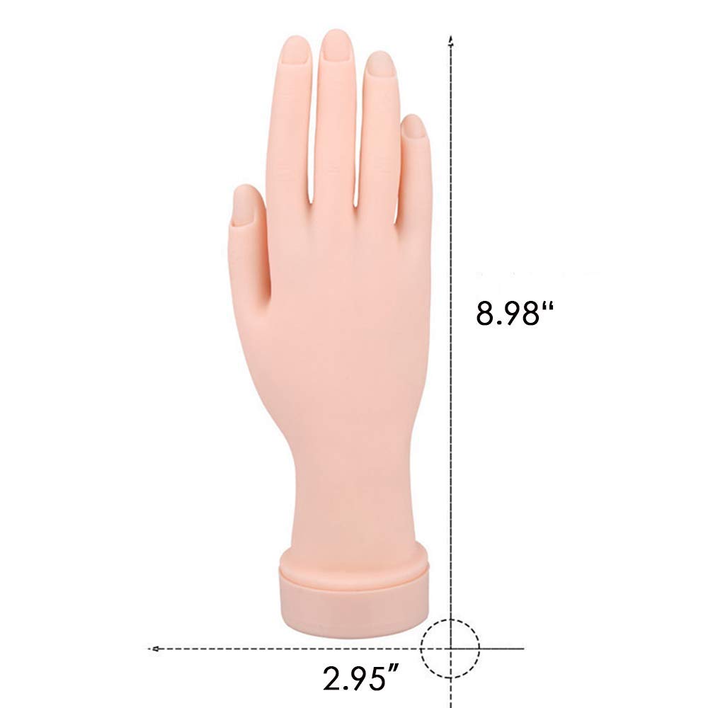 2Pcs Practice Hand for Acrylic Nails, Nail Art Training Hand,Fake Hand for Nails Practice, Flexible Bendable Manicure Hand Practice Tool
