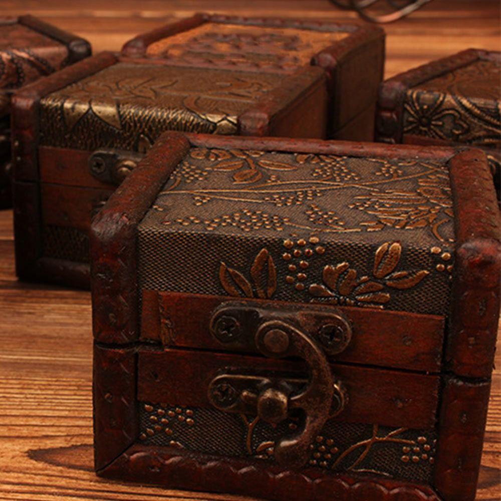 Chinese Style Wood Storage Box Brown Ring Packing Vintage Mini Box Accessories Organizer Retro Jewelry Box Home Decoration