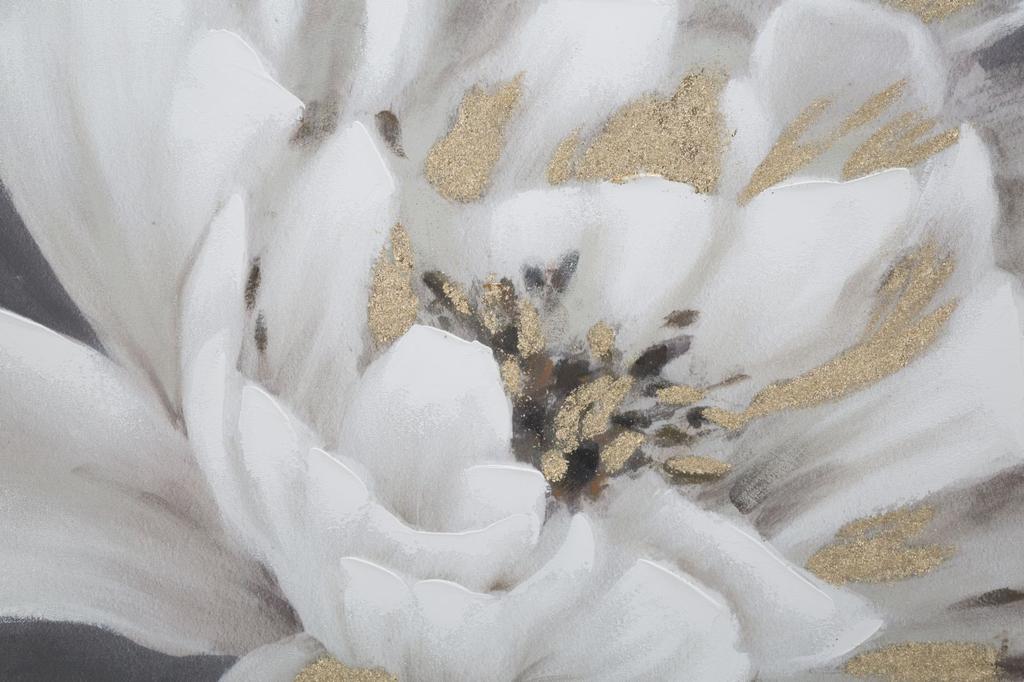 Handmade Wall Painting White Gold Flower Cm 80X3,7X100