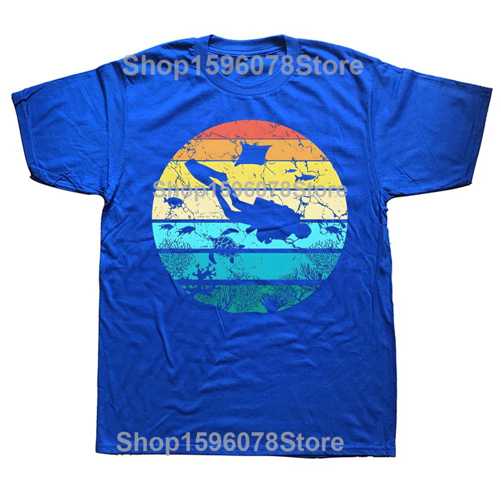 Vintage Retro Scuba Diving Graphic T Shirts Men Women Pure Cotton Humor Streetwear Tee Shirt Short Sleeve Unisex Loose Clothing