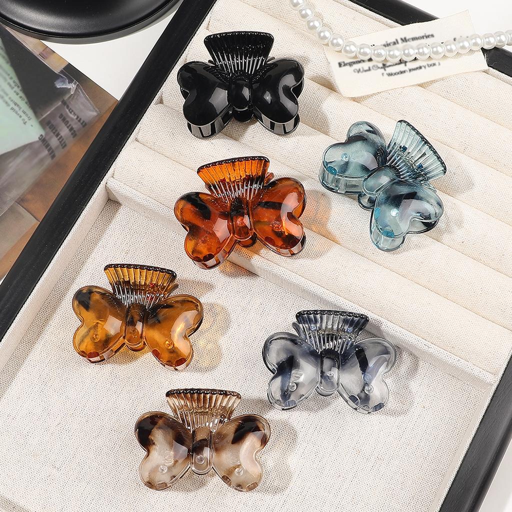 6 Pcs French Butterfly Hair Claw Clips,Small Leopard Hair Barrettes,Tortoise Bow Jaw Clips,Hair Accessory for Women Girls