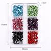 Nail Art Diamond 6 Grid Glass Flat Bottom Round Diamond Crystal Transparent Ab Mixed Color Large And Small Mixed Decoration