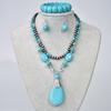Vintage Runde Perlen Synthetischer Türkis Halskette Armband Ohrringe Set Damen Klassisch Trendig Feiertag Handgefertigt Zirkon
