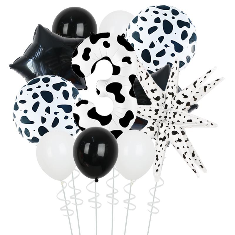 Animal Pattern Cow Pattern Series Printed Latex Ball Digital Column Explosion Star Balloon Children's Birthday Party Decoration