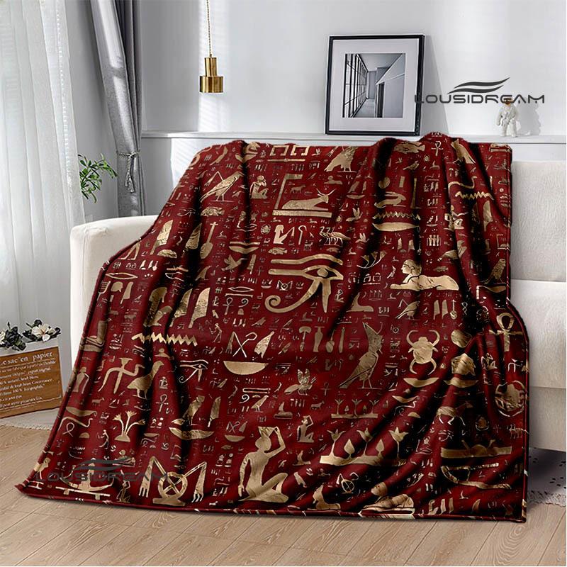 Egyptian pictograph symbol printed blanket Picnic blanket Warm Flannel blankets Home bed linings blankets for beds Birthday Gift