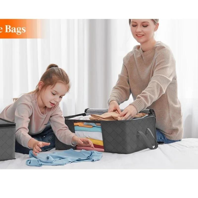 1/3/4/6/9 Pcs Foldable Comforter clothing Storage Bag Household Clothing Storage Box Dustproof Quilt Storage wardrobe organizer