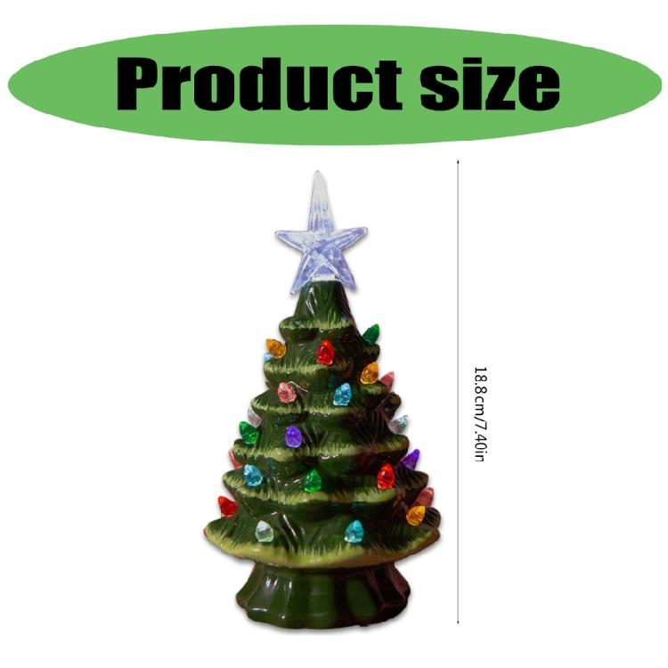 Small Christmas Tree with Ornament for Tabletop Display Ceramic Night Light Stylish Festival Home Decoration Supplies