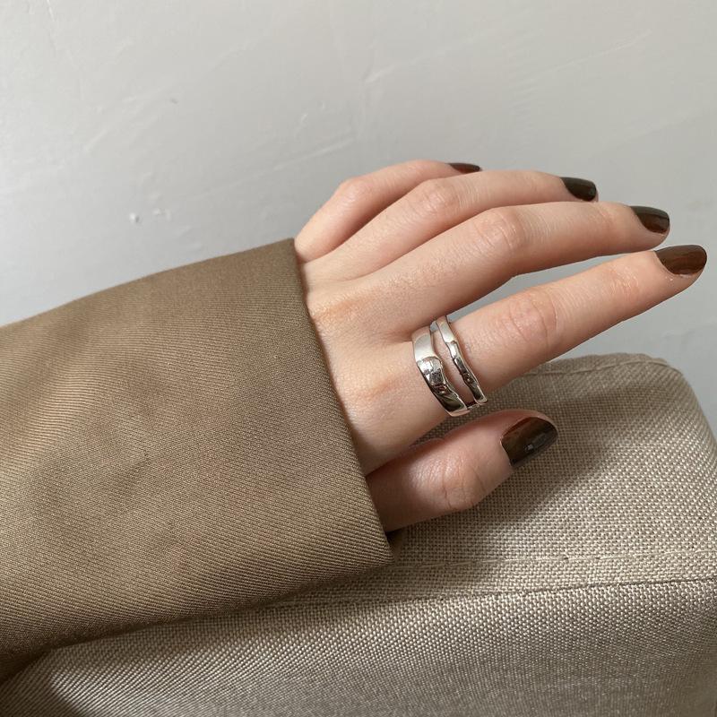 Women s Double Layer Open Ring: Korean-Japanese Fashionable Finger Jewelry Adjustable Open Ring