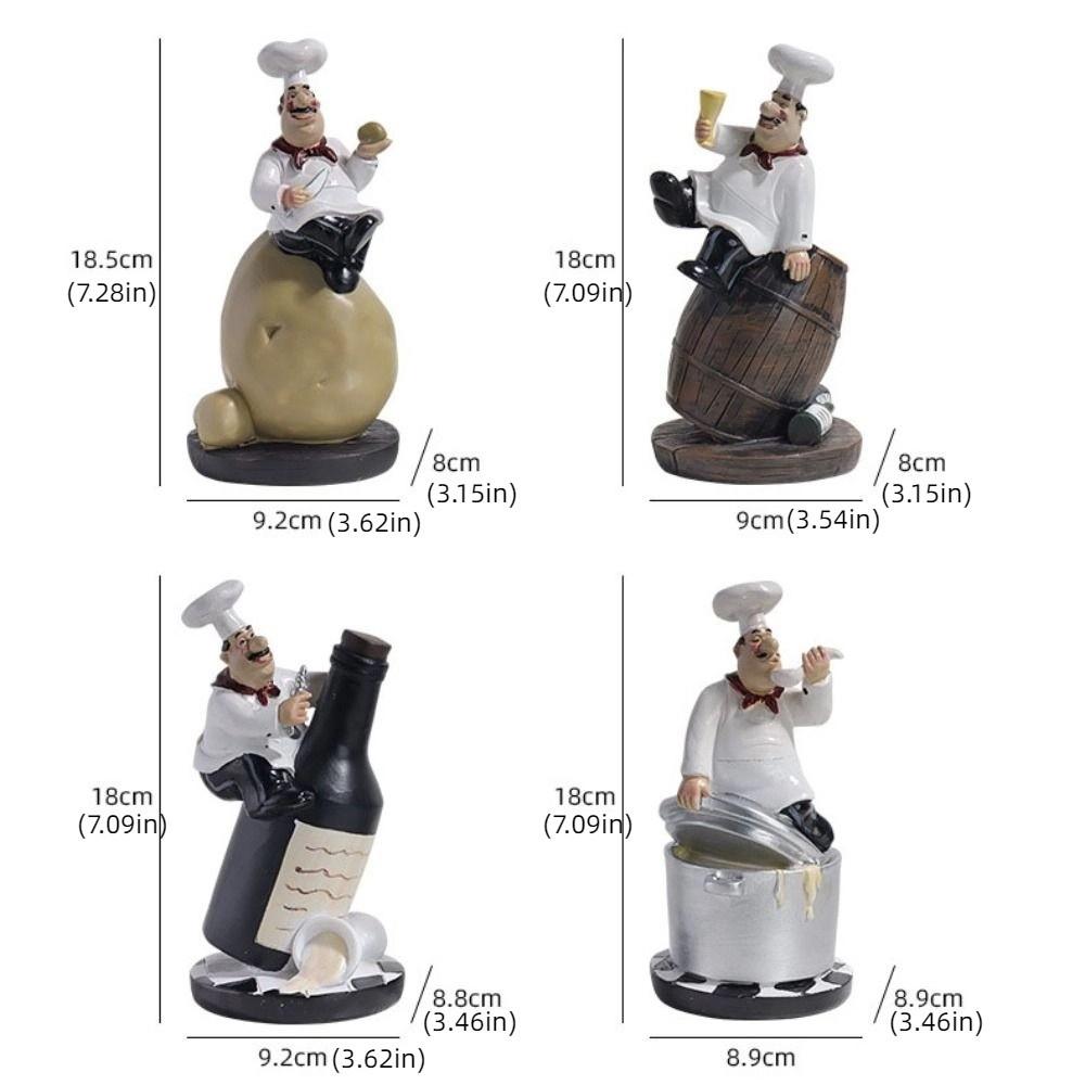 Handicraft Rustic Bakery Chef Resin Statue Simulated Kitchen Chef Figurine Balcony Garden Supplies