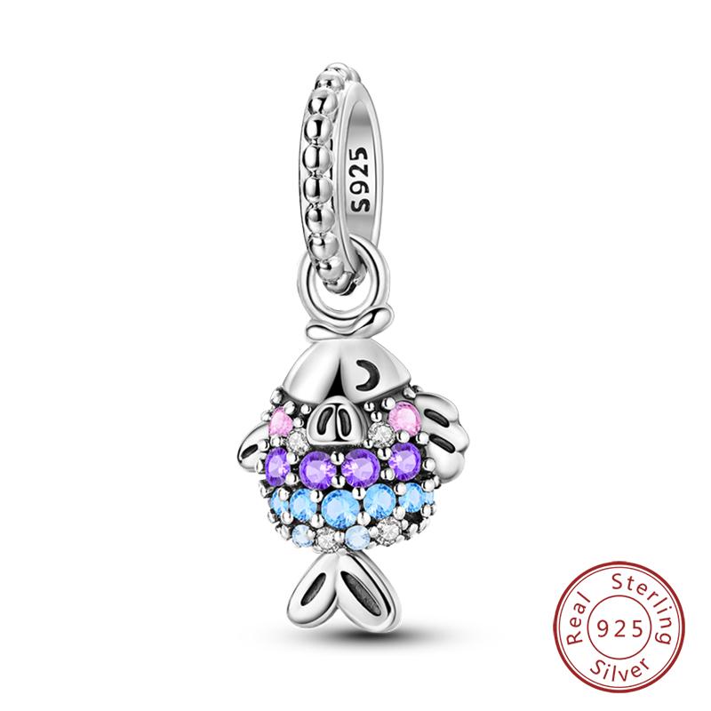 100% Copper Purple Color Series Chameleon Butterfly Balloon Charms Beads Fit Qikaola Original Bracelets Diy Jewelry