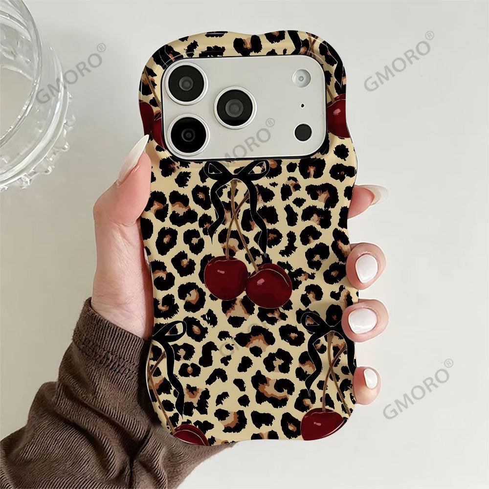 Mobile phone case Direct supply Sweet cool leopard print cherry iPhone17promax mobile phone case 13 two-in-one film case