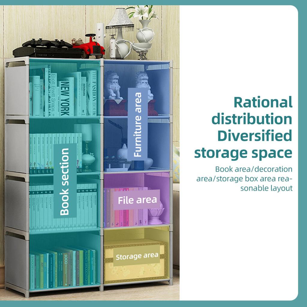 5 Tier Book Shelf 8 Cube Storage Tall Bookcase Shelf Assembled Freestanding Vertical Storage Rack for Bedroom Living