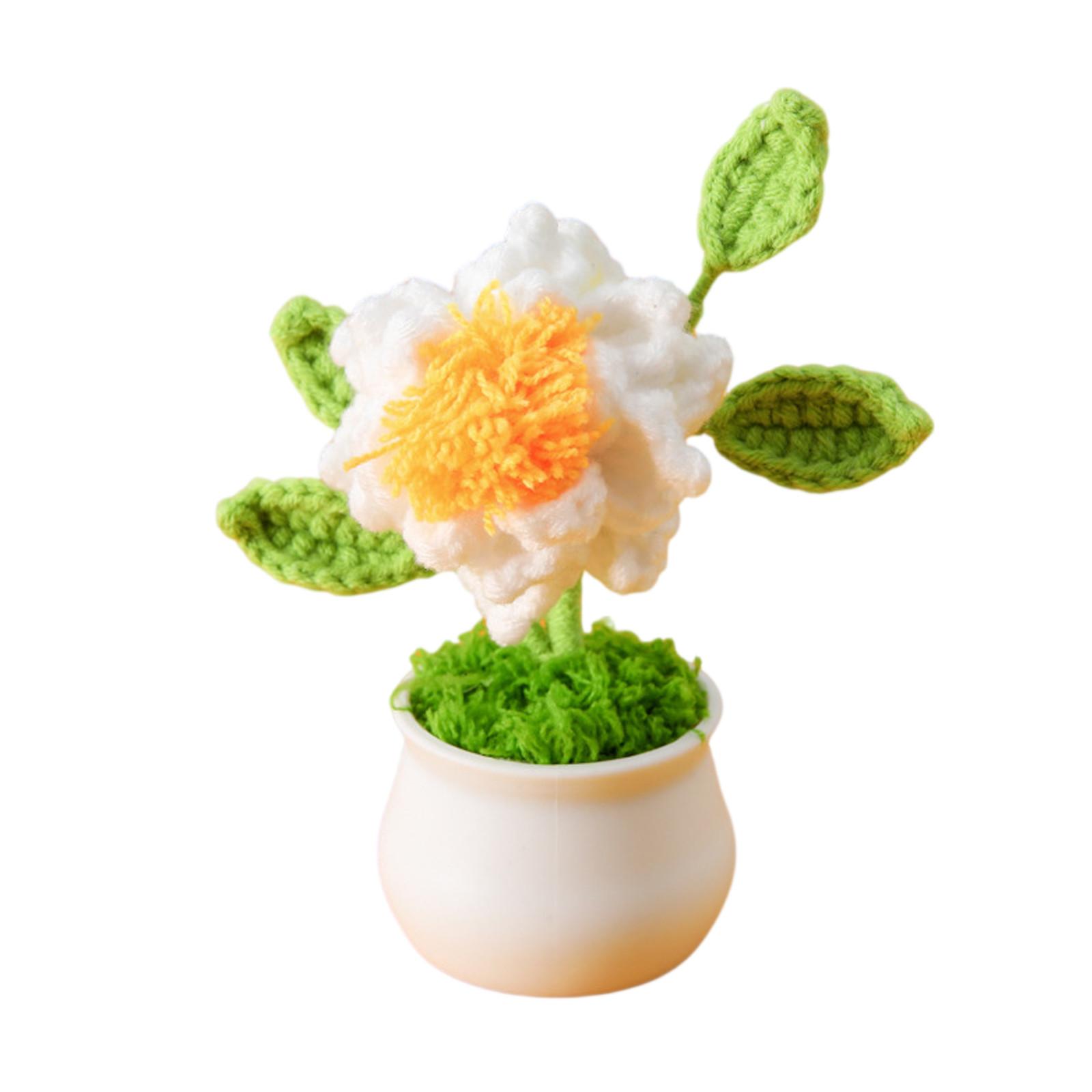 

Одиночный вязаный крючком цветочный горшок ручной работы - разноцветный декоративный цветок для дома или подарка (Выберите свой любимый цвет) One Size