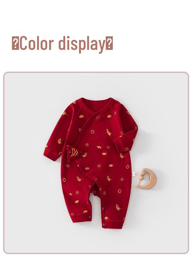 Newborn Full Moon Outfit: Pure Cotton Monk Jumpsuit - Infant Toddler Bodysuit for Spring and Autumn
