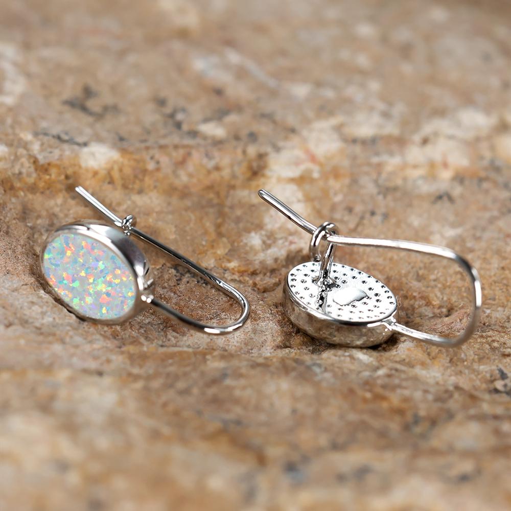 Vintage White Fire Opal Oval Clip Earrings for Women Romantic Silver Color Wedding Drop Earrings Jewelry Gift