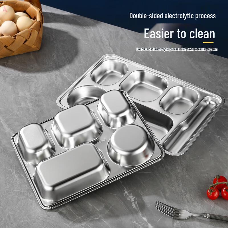 304 Stainless Steel 6-Compartment Deep Meal Tray