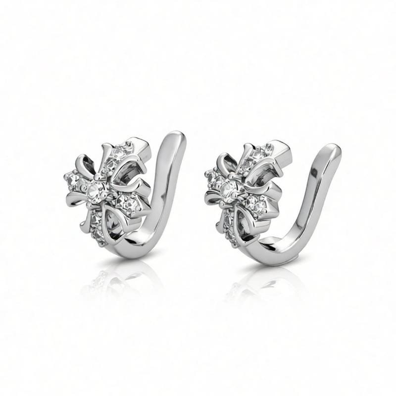 Iris Cross Inlaid Zircon Stud Earrings Unisex Light Luxury Fashion Jewelry
