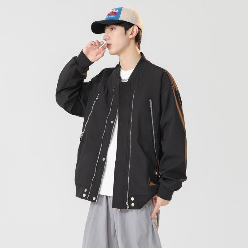 New Jackets Men's and Women's Outdoor Jackets In Autumn and Winter, Multi-zipper Baseball Collar Motorcycle Suit, Solid Color Waterproof Jacket.