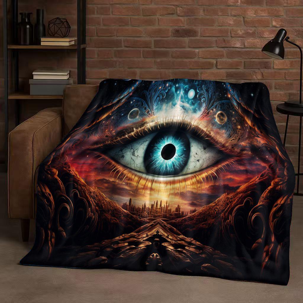 Freemasonry All Seeing Eye Symbol Evil Eye Art Flannel Blanket,Ultra Soft Warm Plush Throw for Home Bedroom Bed Sofa Cover Kids