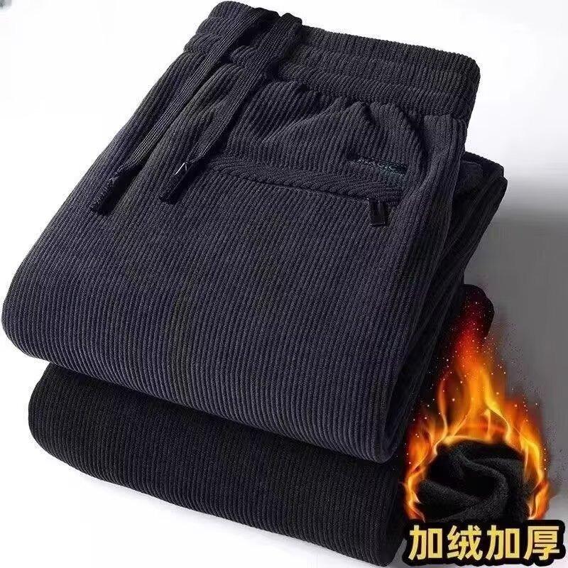 

Casual pants men s new straight trousers loose large size autumn and winter velvet sweatpants 5XL