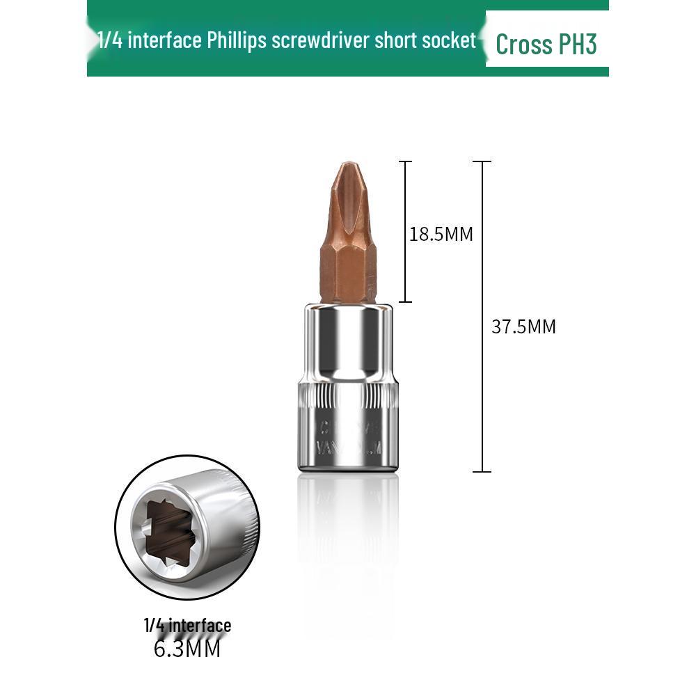 1/4" Small Fly Socket Bit Wrench with T8 Star, Inner Hex, Slotted, Rice Flower, Cross Screwdriver Heads