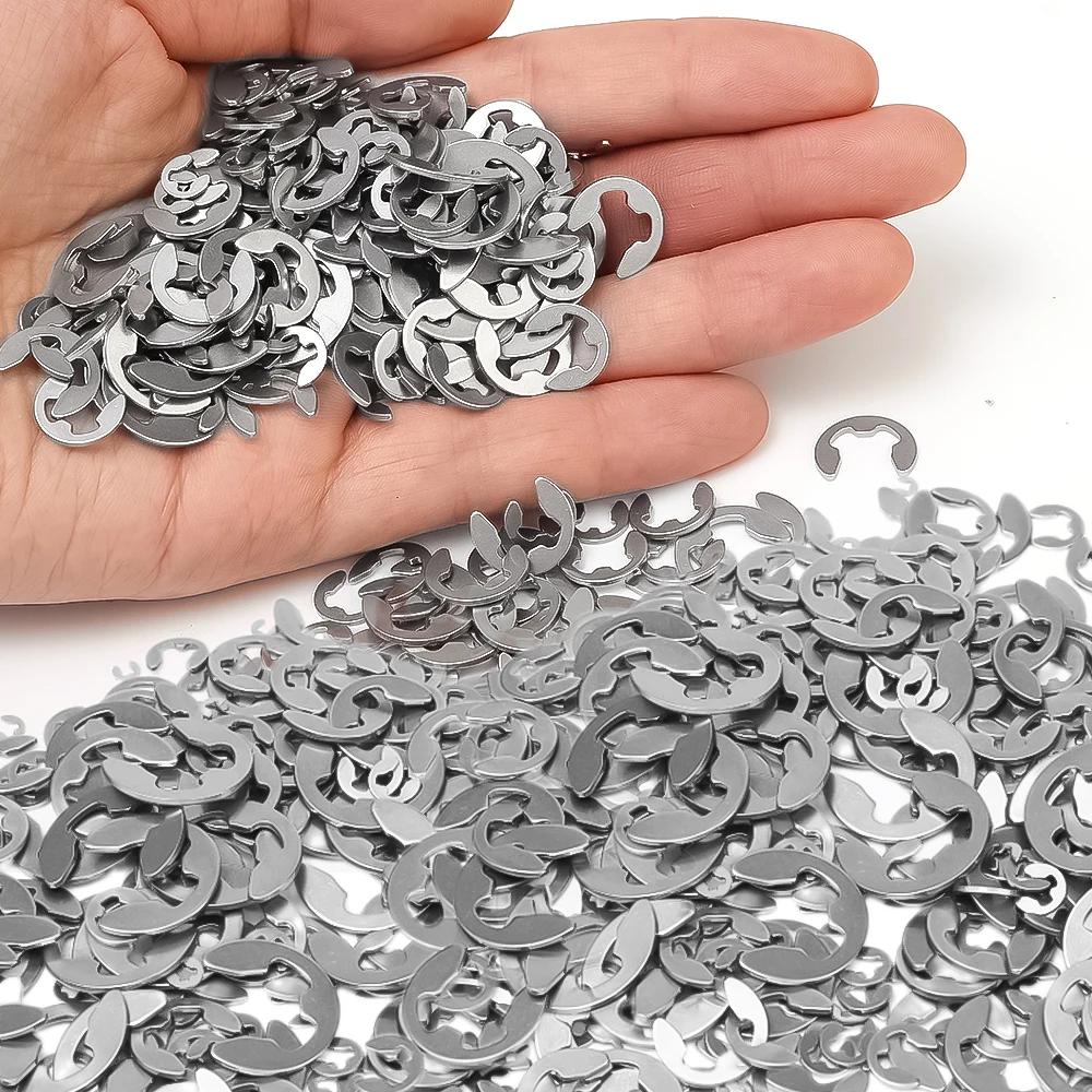 120pcs Stainless Steel E Shaped Clip Washer Rings Snap Circlip Shaft Fastener M1.5 M2 M3 M4 M5 M6 M7 M8 M9 M10 Assortment Kit