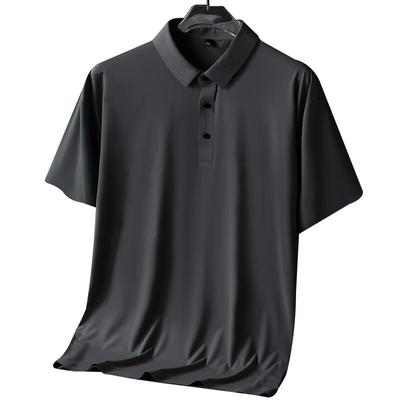 Camiseta de Secado Rápido 8XL Grande Seda de Hielo Sin Costuras Hombre Manga Corta Solapa Polo Camisa Casual