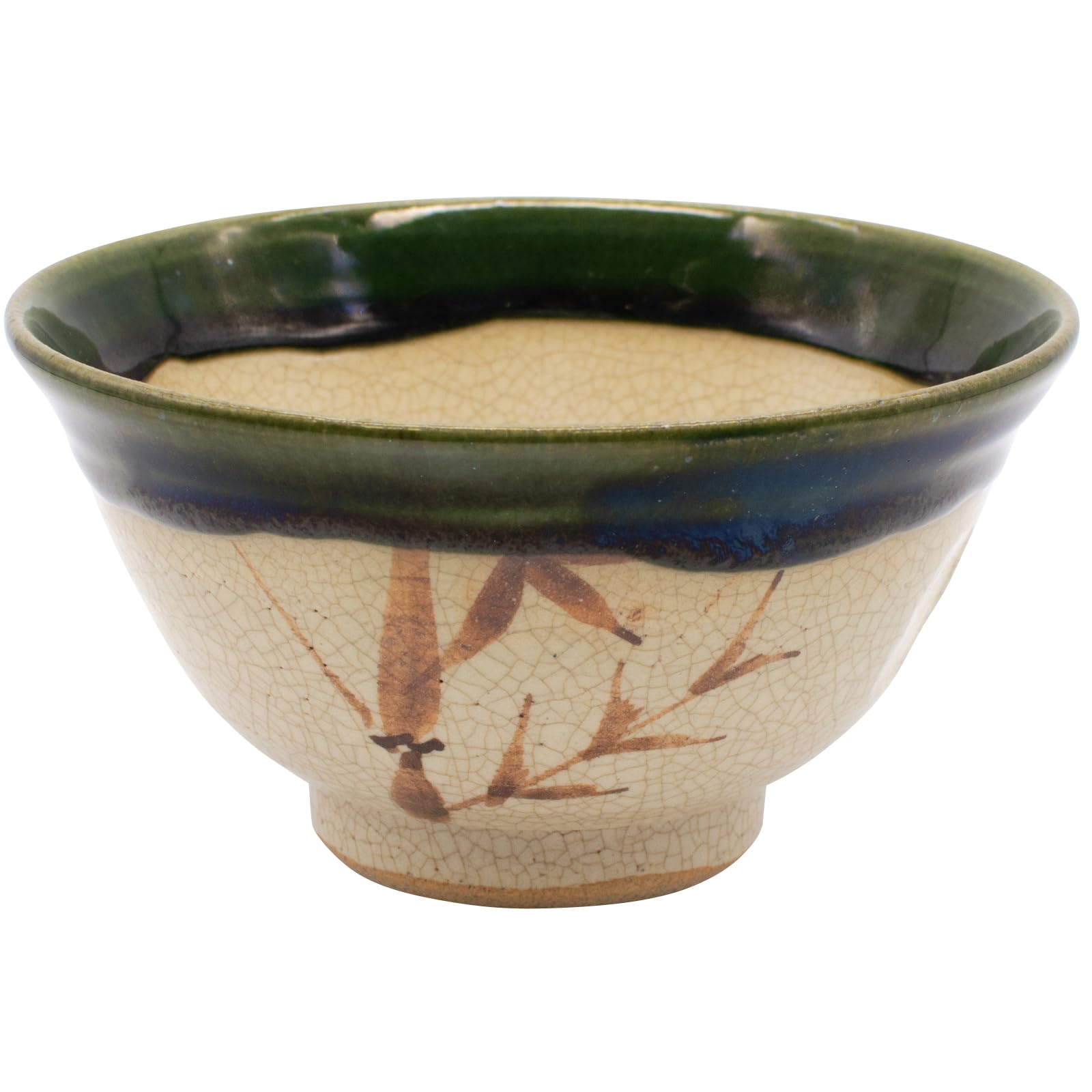 

Seto ware Oribe bamboo painting rice tea diameter 12 x height microwave and dishwasher made in bowl, bowl, approx. 6.5 cm, green, safe, Japan, зелёный