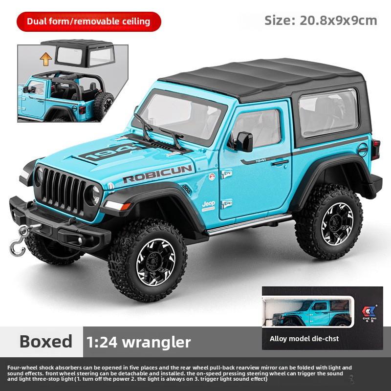 Simulation 1:24 Jeep Wrangler Metal Off Road Vehicle Model Hook Stretch Disassembly Top Canopy Boy Car Toy Gift Miniature