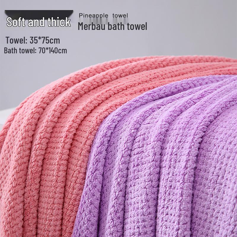 Extra Large Solid Color Coral Fleece Waffle Bath Towel Set with Thick Edges