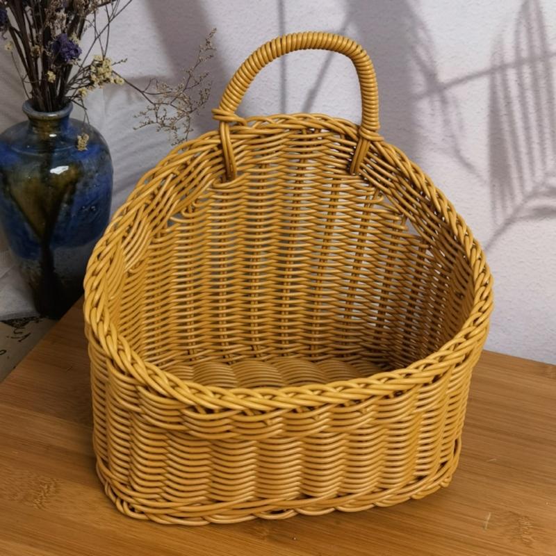 Practical Wall Mounted Sturdy Woven Storage Basket Home Accessory for Kitchen Bathroom and Office Supplies Organization