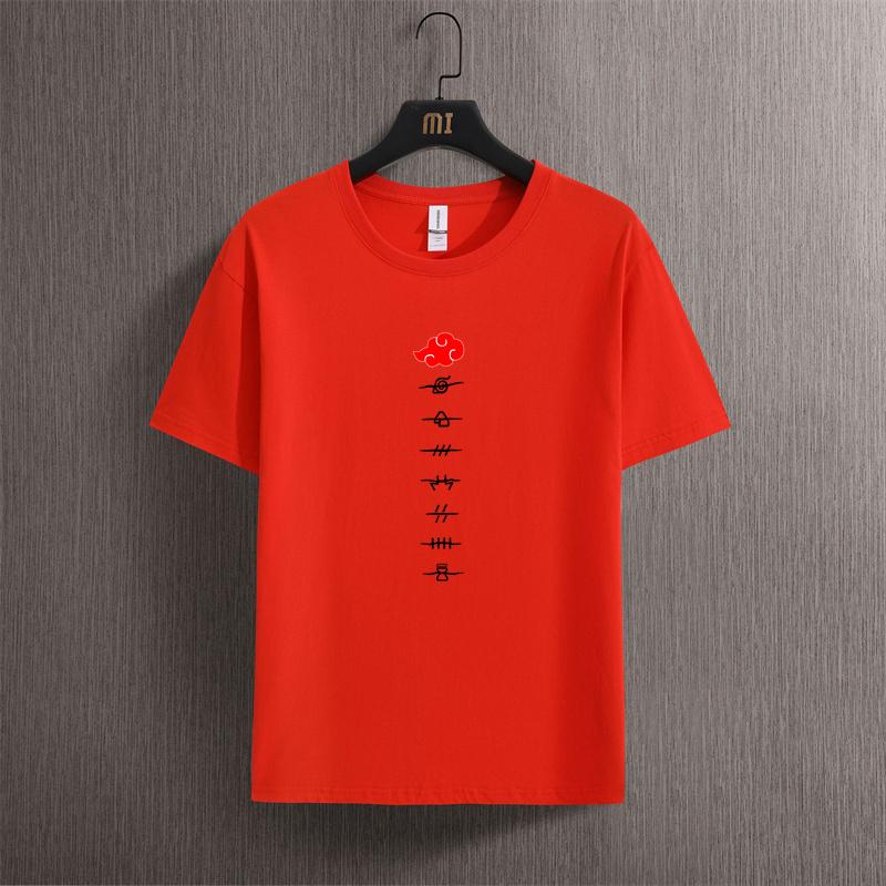 2024 New Mens and Women S Nine Tailed Fire T-shirt Shadow Ninja Short Sleeve Anime Surrounding Fashion Trend Top T-shirt Summer
