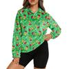 Women's Stand Collar Pullover Long Sleeve Top Christmas Print Sports Top