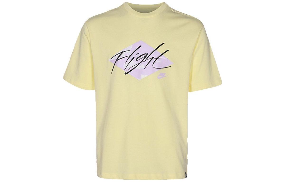 Nike T Shirts Men s Yellow Crew Neck Moderate Straight Fit DO8897-821 L