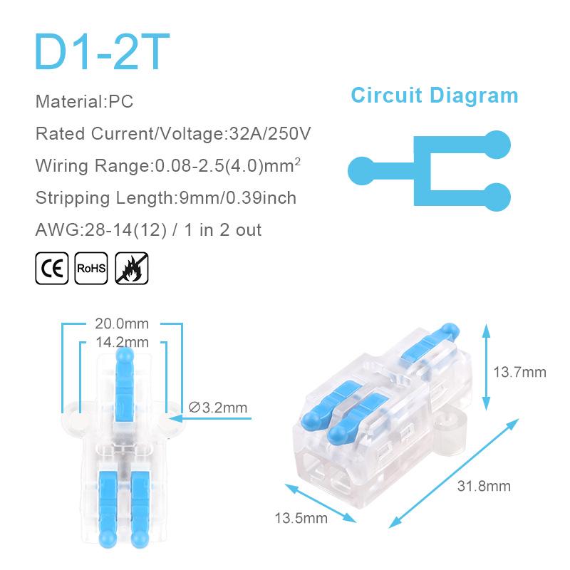 5/10PCS Mini Fast Compact Splicing Conductor Connector 1 In Multiple Out Splitter Splicing Terminal Block M3 Screw Fixing Hole