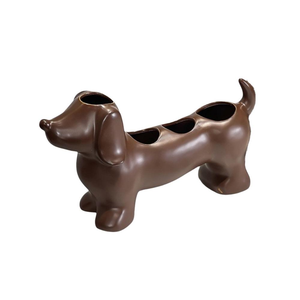 Space Saving Dachshund Toothbrush Holder Ceramic Electric Toothbrush Holder  Sink коричневый